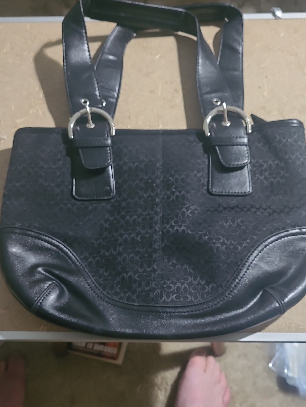 Classic Black Shoulder Tote with Ring Hardware